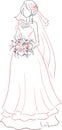 Bride with bouquet sketch Royalty Free Stock Photo