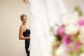 Bride, bouquet and wedding dress Royalty Free Stock Photo