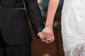 Bride and bridegroom hand in hand Royalty Free Stock Photo