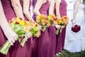 Bride and Bridemaids holding bouquets