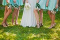 Bride and bridesmaids legs