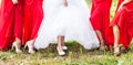 Bride and bridesmaids legs