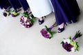 Bride with Bridesmaids Showing off Shoes