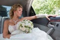 Bride in the car Royalty Free Stock Photo