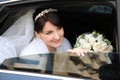 Bride in the car Royalty Free Stock Photo