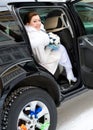 Bride in car Royalty Free Stock Photo