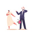 Bride Character Sudden Departure During Wedding Ceremony Creates Shock And Confusion, Leaving Groom, Vector Illustration