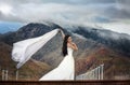 Bride in desert Royalty Free Stock Photo