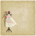 Bride dress on old paper background