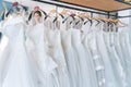 Bride dress,  White Wedding Dresses in dress store Royalty Free Stock Photo