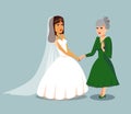 Bride with Elderly Mother Vector Design Element