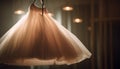 The bride elegant wedding dress glows on the stage generated by AI