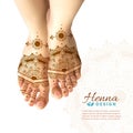 Mehndi Henna Woman Feet  Realistic Design Royalty Free Stock Photo