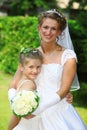 Bride with flower people daughter