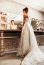 Bride gazing into the mirror