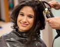 Bride getting hair done on wedding day Royalty Free Stock Photo