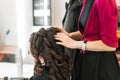 Bride getting her hair done before wedding Royalty Free Stock Photo