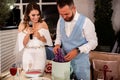 The bride gives a speech into the microphone and gives a surprise gift