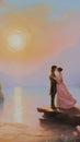 Bride and groom on the background of the sunset wallpaper for Notebook cover, I pad, I phone, mobile high quality images.