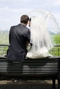 Bride and Groom on the bench