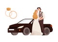 Bride Groom Car Composition Royalty Free Stock Photo