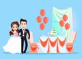 Bride and Groom on Ceremony Wedding Day Decor Royalty Free Stock Photo