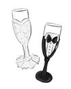 Bride and Groom Champagne Glasses. Royalty Free Stock Photo