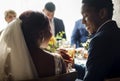 Bride and Groom Clinking Glasses Wedding Reception Royalty Free Stock Photo