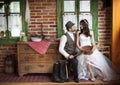 Bride and groom country style wedding Royalty Free Stock Photo