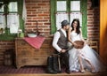 Bride and groom country style wedding Royalty Free Stock Photo