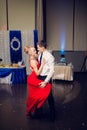 The bride and groom Couple dancing tango Royalty Free Stock Photo