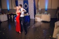 The bride and groom Couple dancing tango Royalty Free Stock Photo