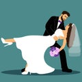 Bride and groom. A couple is dancing. Wedding card with the newlyweds. Royalty Free Stock Photo