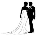 Bride And Groom Couple Wedding Dress Silhouettes