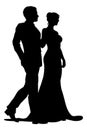 Bride And Groom Couple Wedding Dress Silhouettes Royalty Free Stock Photo