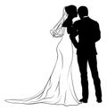 Bride And Groom Couple Wedding Dress Silhouettes Royalty Free Stock Photo