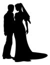 Bride And Groom Couple Wedding Dress Silhouettes Royalty Free Stock Photo