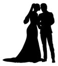 Bride And Groom Couple Wedding Dress Silhouettes Royalty Free Stock Photo