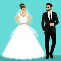 Bride and groom. Couple. Wedding card with the newlyweds. Royalty Free Stock Photo