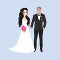 Bride and groom.Couple. Wedding card with the newlyweds. Isolated objects. Vector illustration. Royalty Free Stock Photo