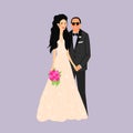 Bride and groom.Couple. Wedding card with the newlyweds. Isolated objects. Vector illustration. Royalty Free Stock Photo