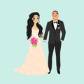 Bride and groom.Couple. Wedding card with the newlyweds. Isolated objects. Vector illustration. Royalty Free Stock Photo