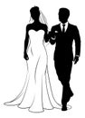 Bride And Groom Couple Wedding Dress Silhouettes Royalty Free Stock Photo