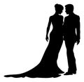 Bride And Groom Couple Wedding Dress Silhouettes Royalty Free Stock Photo