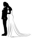 Bride And Groom Couple Wedding Dress Silhouettes Royalty Free Stock Photo