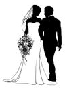 Bride And Groom Couple Wedding Dress Silhouettes Royalty Free Stock Photo