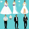 Bride and groom. Couple. Wedding set. Collection. Royalty Free Stock Photo