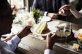 Bride and Groom Cutting Cake on Wedding Reception Royalty Free Stock Photo