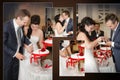 Bride and groom cutting the wedding cake Royalty Free Stock Photo