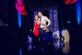 Bride and groom dancing at wedding reception. Royalty Free Stock Photo